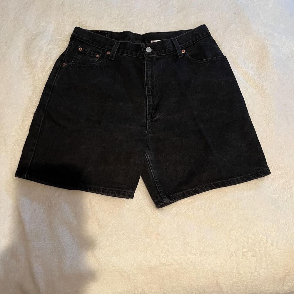 Vintage Levi's Skimmer Shorts Womens 14 Black Denim 5-Pocket Waist 32